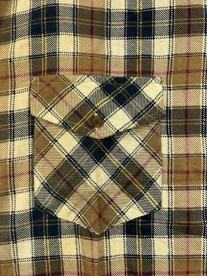 Mens XL Shirts VTG 90s Haband Jack Frost Flannels Brown Plaid Long Sleeve Button - Image 3 of 4