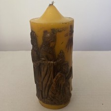 Holiday Candle Vintage Three Kings 6 Inches Tall Yellow Brown 3D Raised