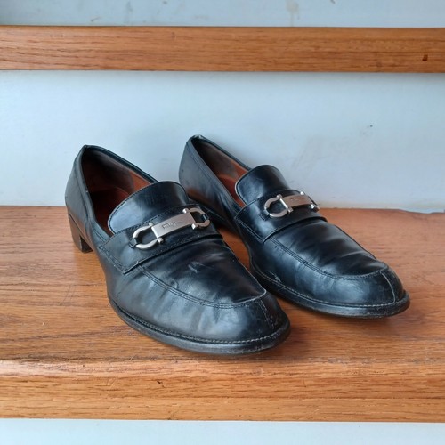 Salvatore Ferragamo Women's Black Leather Buckle Loafers Sz 9 AA | eBay