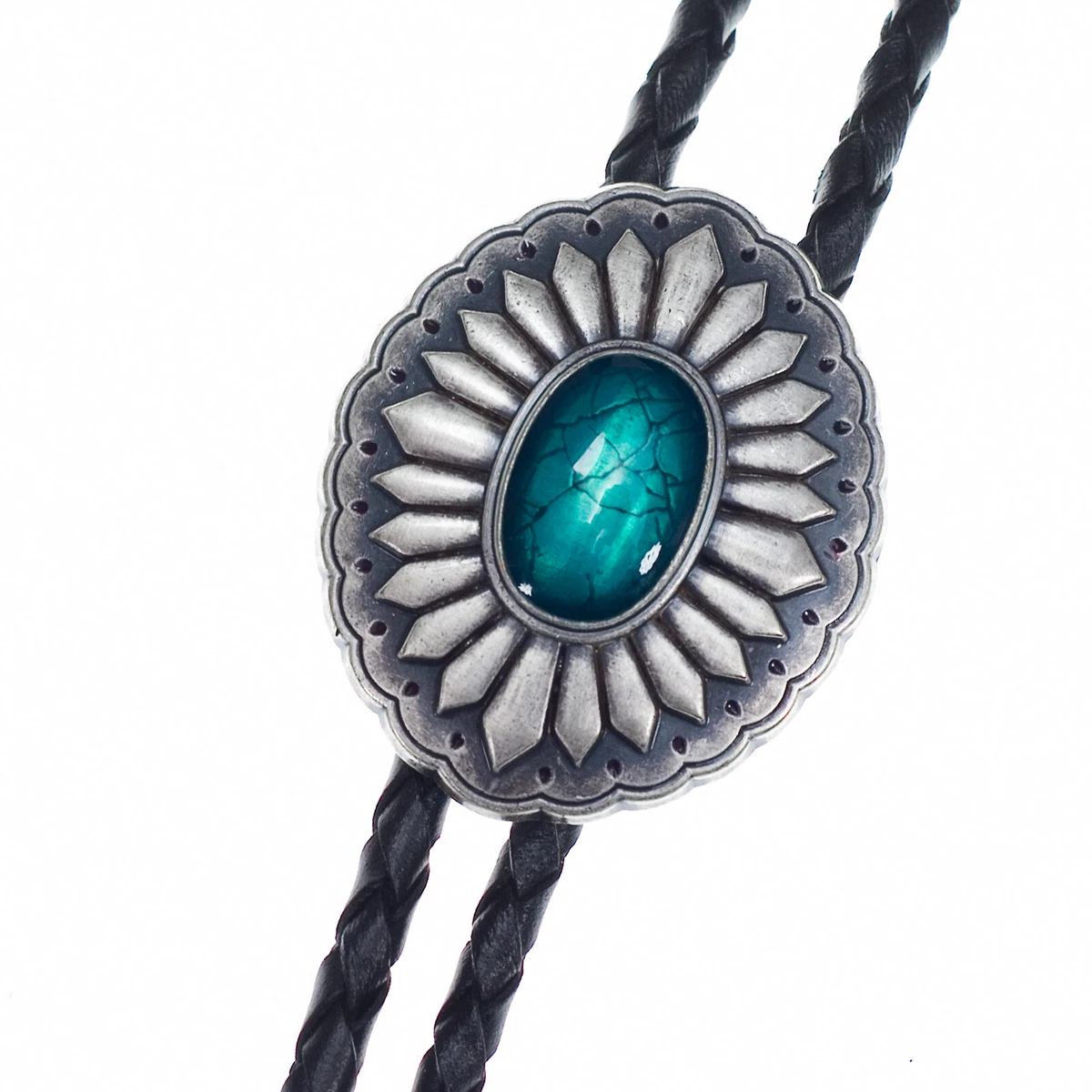 Finrezio Cravatte Bolo per Uomo Donna Cravatte Fatte a Mano in Pelle Cowboy Western Native American Cravatta Nera Originale Clip Vintage Accessori Costume