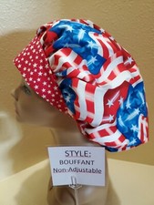 Flags Shiny Patriotic/4th of July Women's Bouffant Surgical Scrub Hat/Cap