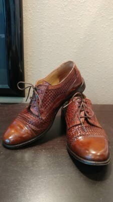 Vintage Johnston and Murphy Italian Mens Shoes Vintage Johnston & Murphy Woven Leather Oxfords - Men main image 4