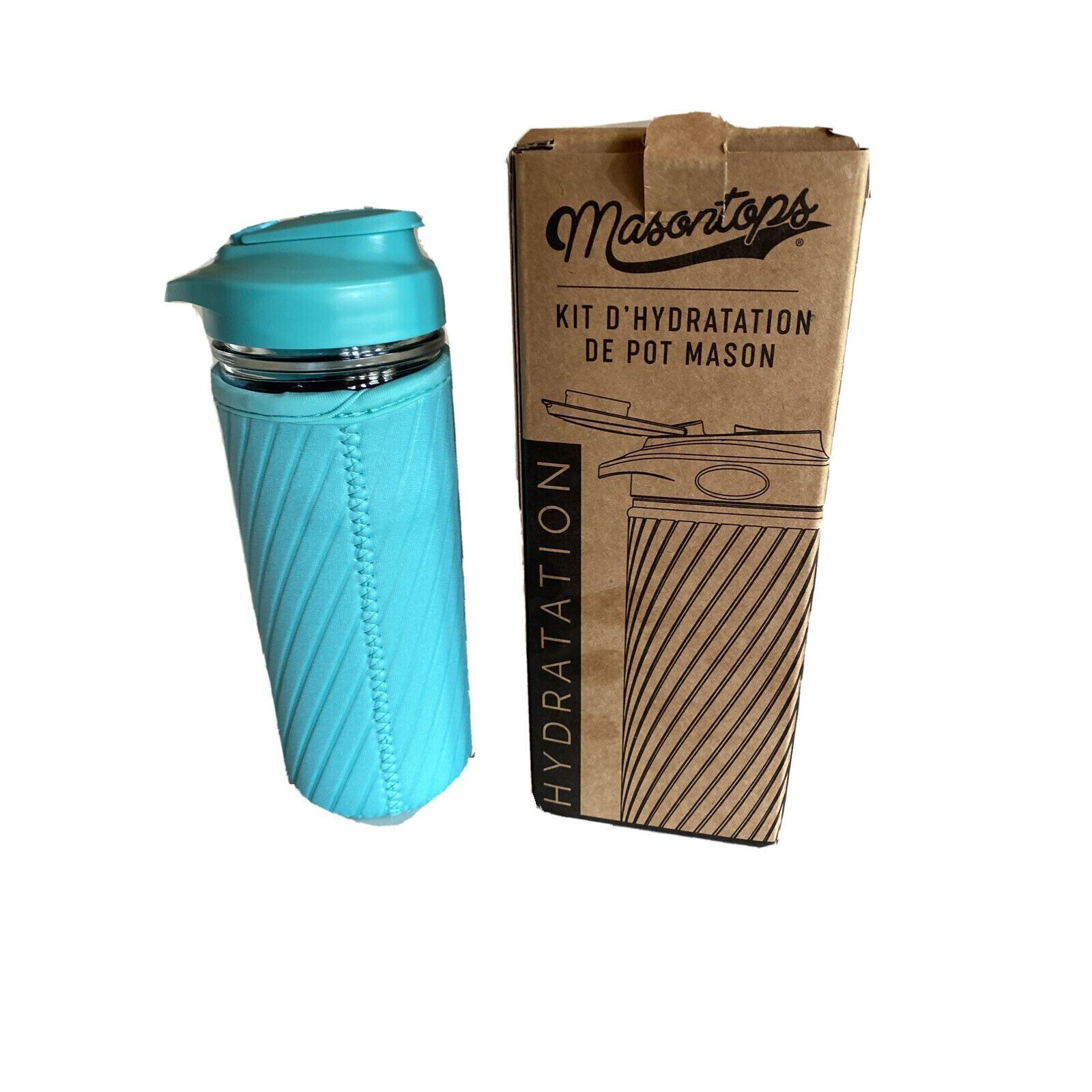 Masontops Mason Jar Hydration Kit Glass Water Bottle w/ Neop