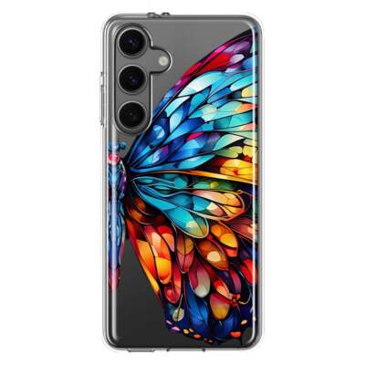 Mundaze Case for Samsung Galaxy S24 Plus Cover Colorful Mosaic Glass Butterfly
