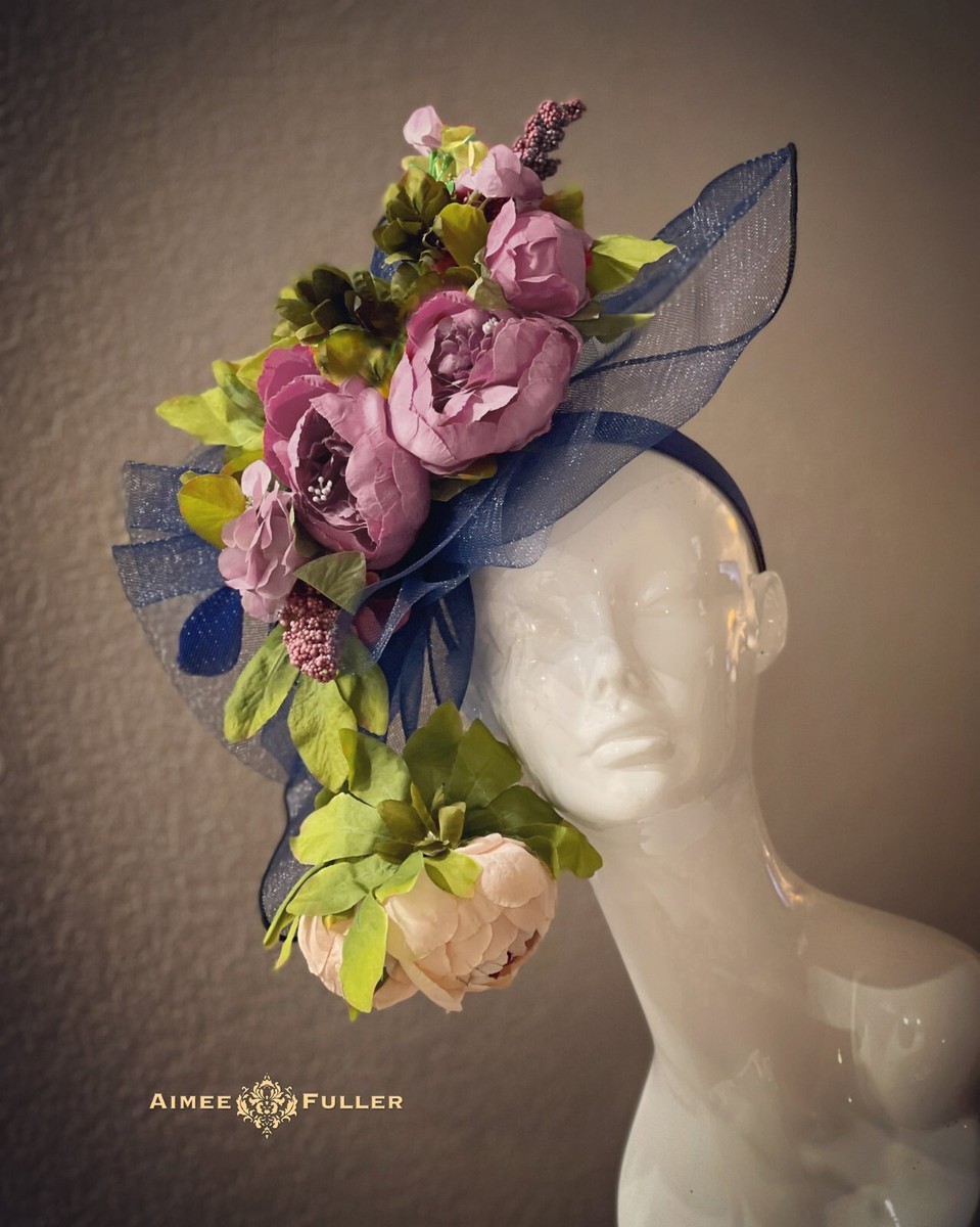 Purple and Green Floral Fascinator, Kentucky Derby Hat Kentucky Derby Fascinator Purple Hat Royal Ascot Rose  main image 4