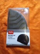 TYR Silicone Swim Cap Black No Wrinkle