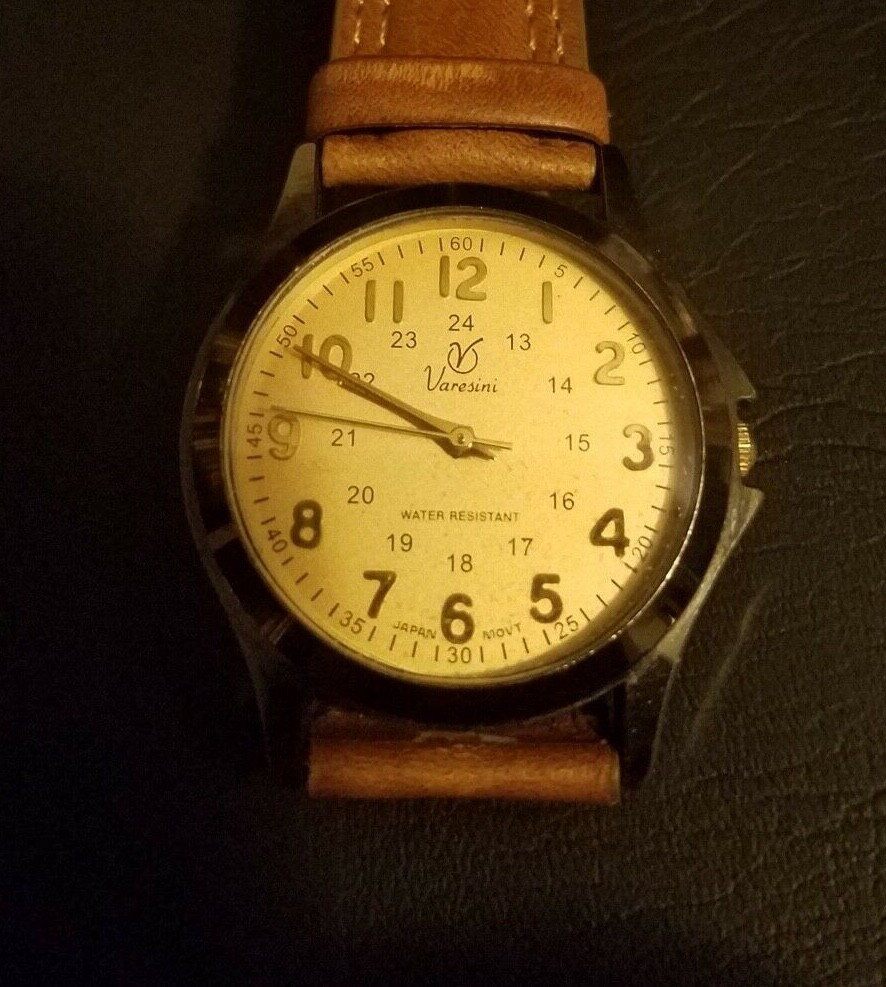 Varesini Quartz Unisex Watch -Japan Movement- Looks and Runs Great- Leather  Band - Main Image
