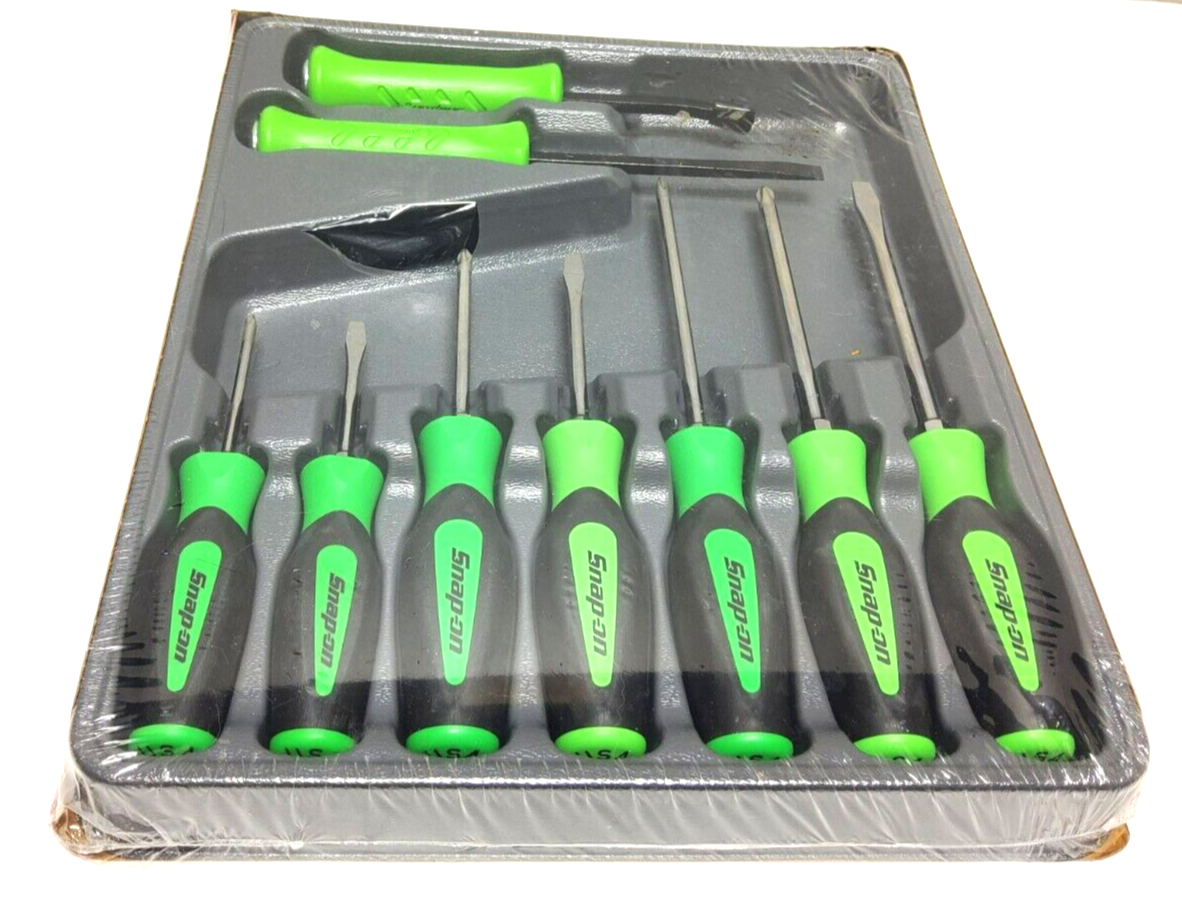 Snap-on 9pc Green Screwdriver Striking Prybar & Chisel Set
