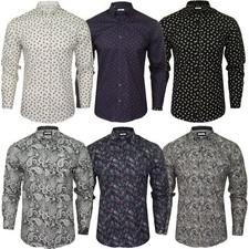 Xact Herren Paisleymuster Langarmhemd - Slim Fit