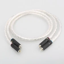 Pair 6N OCC Silver Plated HIFI RCA Audio Cable Signal Interconnect Line Cable