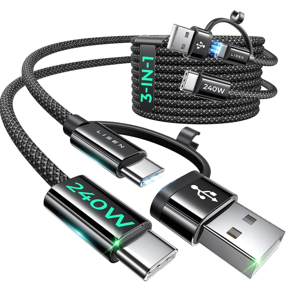 LISEN 240W USB C Fast Charging Cable 6.6ft 2-Pack Type C to C 6.6FT+6.6FT LISEN 240W USB C Fast Charging Cable 6.6ft 2-Pack Type C to C 6.6FT+6.6FT