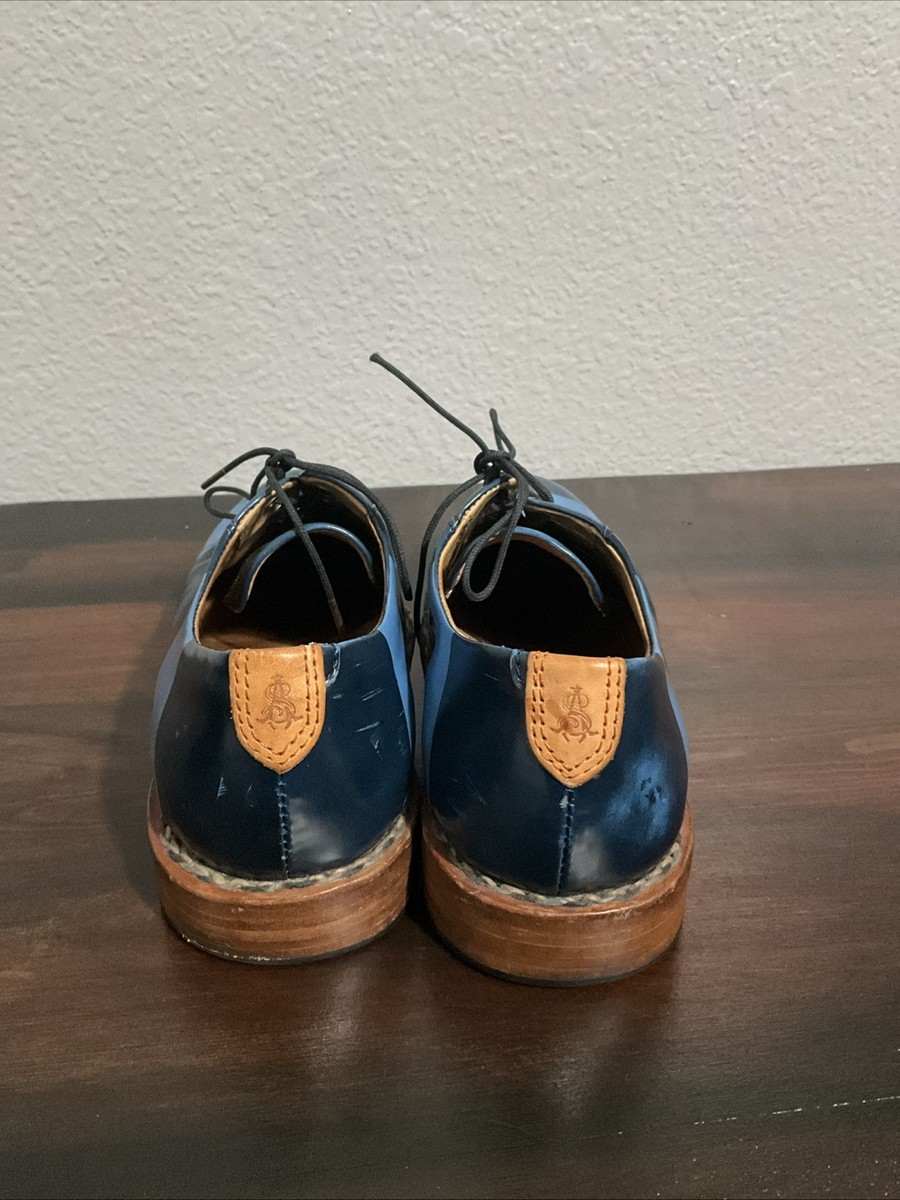 The Office of Angela Scott Mr Smith Oxfords Striped Blue Women's