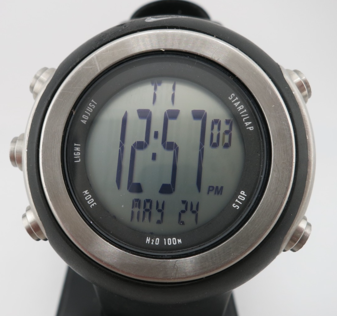 Nike Oregon Series Digital Super Black and Silver-Tone Watch