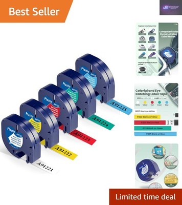 5er Pack Dymo LetraTag Ersatz Etiketten 12 mm x 4 m - Mehrfarbig & Selbstklebend