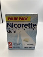 Nicorette Nicotine Gum Original 4mg NIB 170 Pieces 09/25