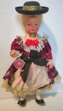 Vintage Celluloid Doll 6 German Hang Tag Blonde Hair Blue Eyes 8 3/4"