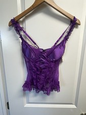 NWT Vintage 1980s Frederick  s of Hollywood Purple Lace Bustier Lingerie Size XS