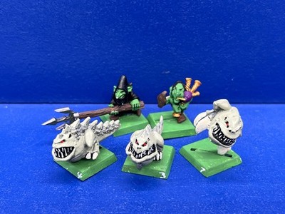 RAR 2 Nachtgoblin Treiber / Herder + 3 Squigs der Orks & Goblins METALL BEMALT 1