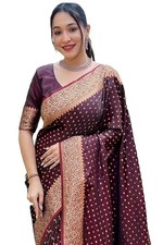 Women's Kanjivaram Soft Silk Banarasi Sarees With Blouse Piece