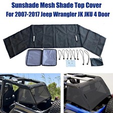For 2007-17 Jeep Wrangler Jk Jku 4 Door Sunshade Mesh Shade Top Cover Anti-uv