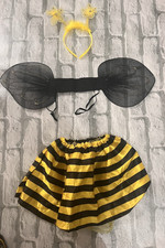 3 pc Girls Bumble Bee Halloween Costume Skirt Wings headband 2T