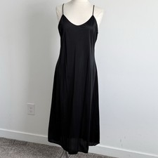 Black Slip Dress Nylon Women M Whimsigoth Clean Girl Y2K Quiet Luxury Romantic