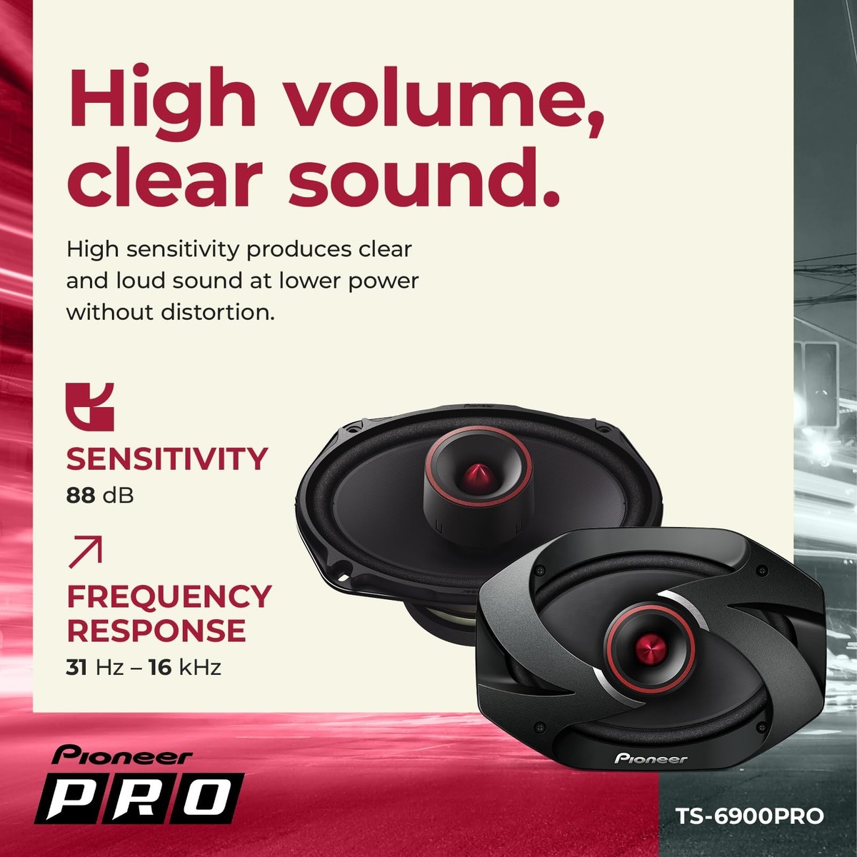 TS-6900PRO, 2-Way Car Audio Speakers, Full Range, Clear Sound