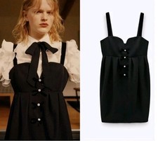 Zara Black Bow Mini Cocktail Dress Size Medium