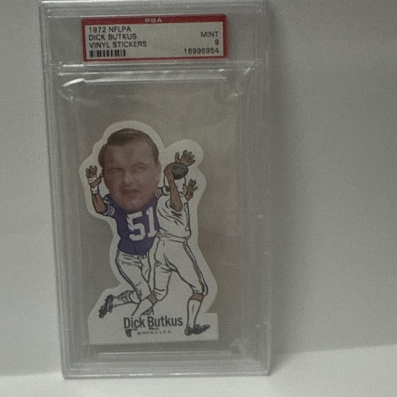 NFLPA 1972 Vinyl Player Stickers Dick Butkus Chicago Bears #51 PSA 9
