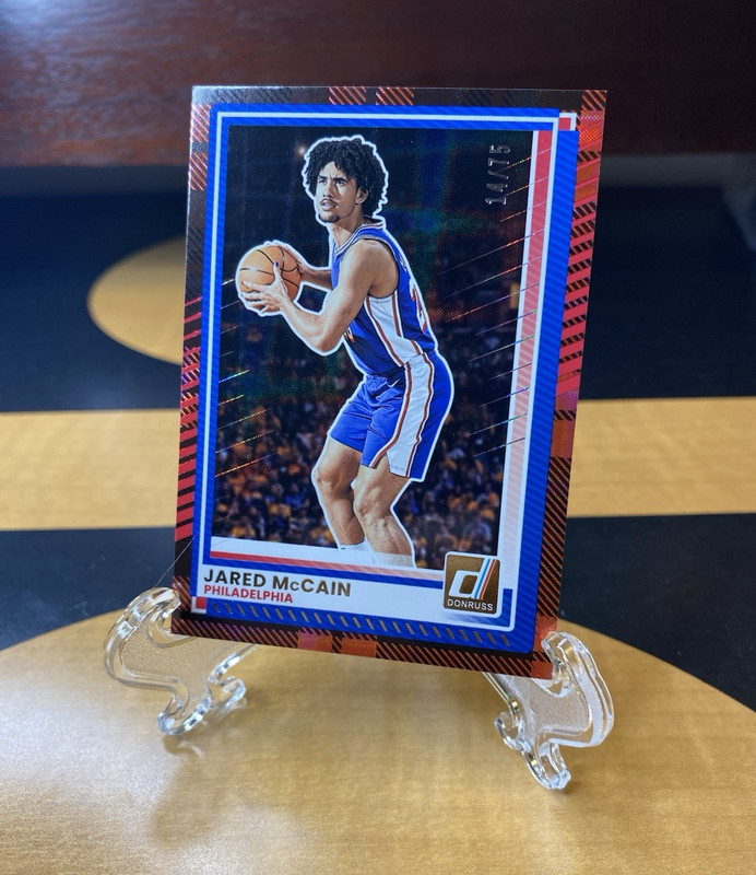 Panini 2025-26 Donruss Jared McCain #114 76ers Plaid Parallel Serial /75