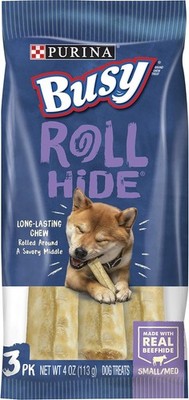 Purina Busy Rawhide Dog Bones Small Medium 12 Pack Rollhide Chew Treats