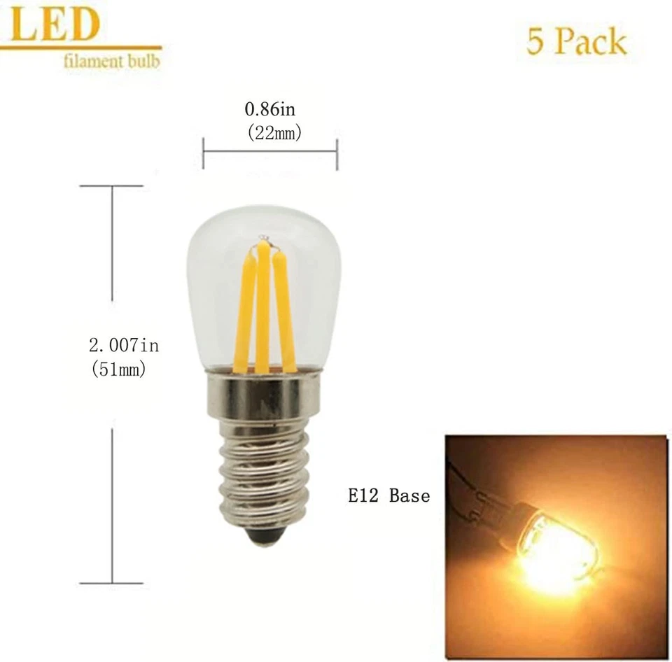 4W E12 LED Filament T20 Night Light Bulb3000K Warm White LED Salt Lamp Bulbs ... - Image 2 of 4