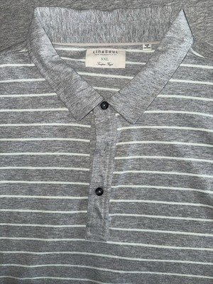 Linksoul Polo Shirt Tempus Fugit Men's Gray/Brown Striped XXL Golf Athleisure