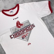 VTG 2007 Boston Red Sox American League East Champs Majestic (L) Ringer T-Shirt
