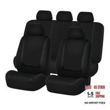 Full Set of Black Car Seat Covers - Breathable Auto Front  Rear Seat - Split