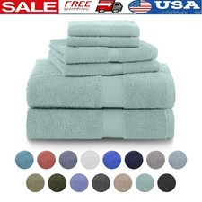 Luxury 100 Cotton Towel Set Highly Absorbent Soft Bath Hand Washcloths 6 Piece