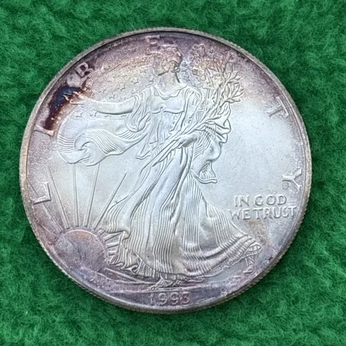 1993 American Silver Eagle - Sweet Rim Toner BU ASE - .999 Fine Silver!