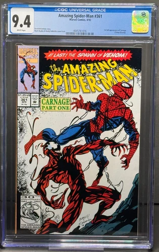 AMAZING SPIDER-MAN #361 1992 MARVEL CRYSTAL CLEAR CGC 9.4 KEY! 1ST APP CARNAGE!