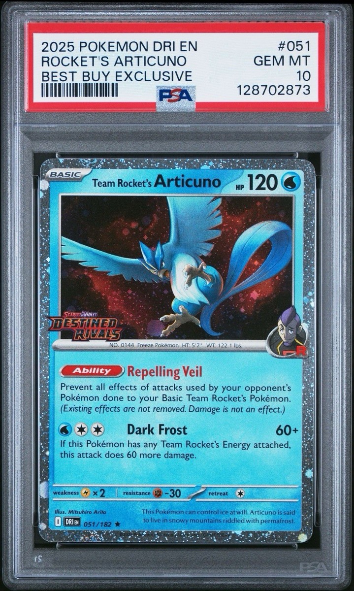2025 Pokémon TCG Rocket's Articuno #051 Best Buy Exclusive PSA 10