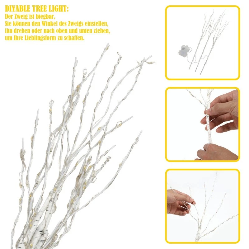 Lichterzweige 3er Set LED beleuchtet Weiden-Zweige Optik Bäumchen Weihnachten - Bild 4 von 4