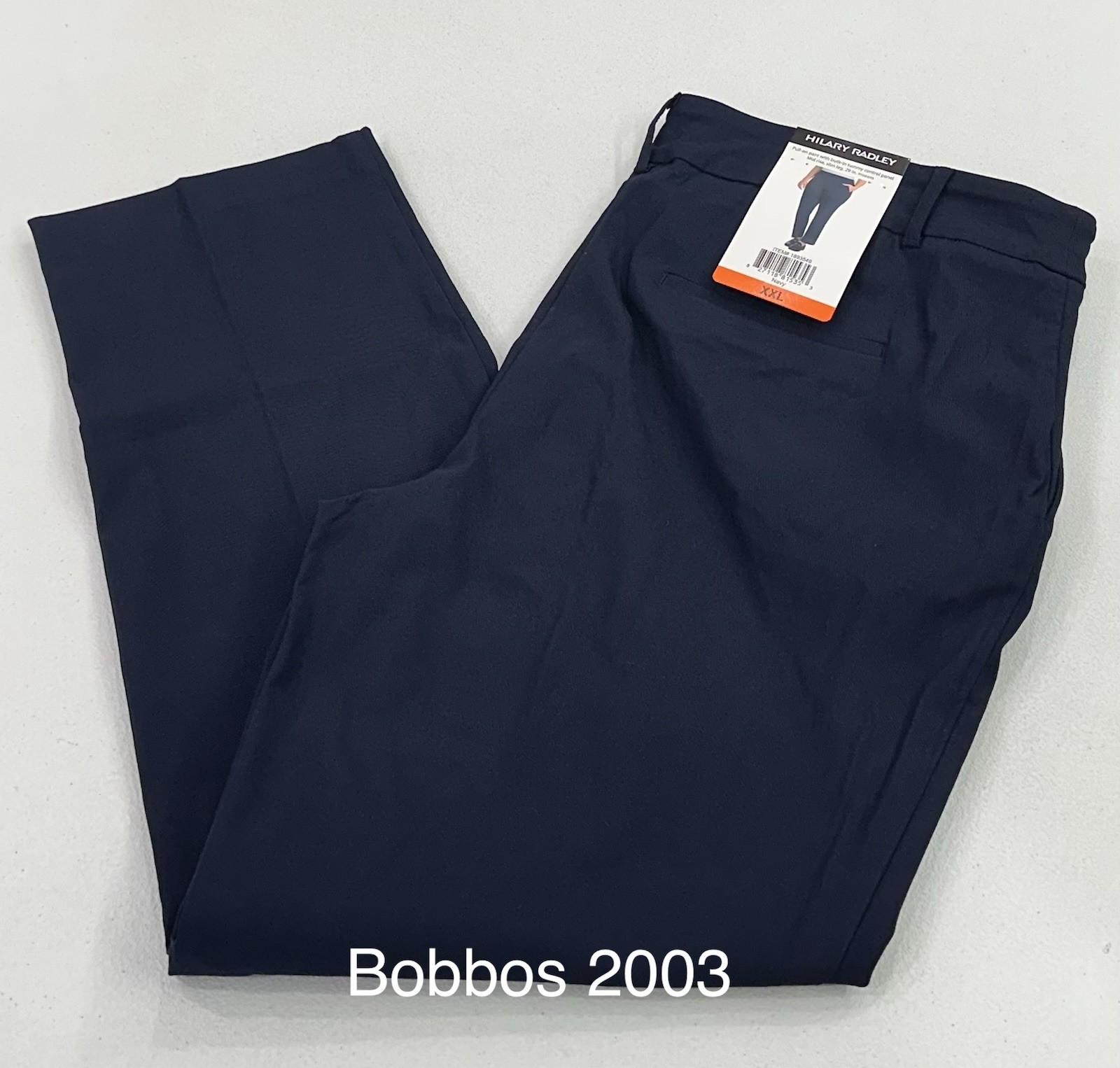 Hilary Radley Women's Mid Rise Slim Leg Built-in Tummy Control Pants, Navy, XXL