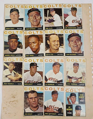 1964 Topps 27 CARDS Scrapbook Page Both Sides glued to page.Colt 45's & Cubs