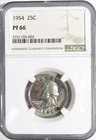 1954 PROOF WASHINGTON Silver Quarter NGC PF 66
