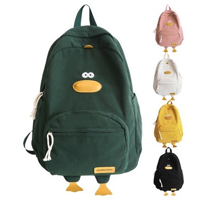 Duck Schoolbag For Kids Cartoon Duck Shape Soft Backpack Large Capacity 