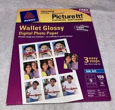 Avery Microsoft Picture It Wallet Glossy Express Software Digital Photo Paper