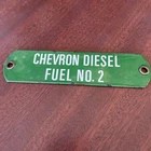 Vintage Chevron Diesel Fuel No. 2 Distressed Rustic Porcelain Metal Gas Pump Tag