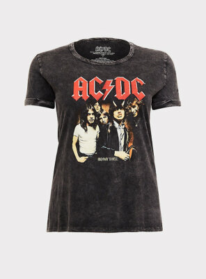 AC/DC Womens Plus Size ACDC Black Mineral Wash Crew Shirt New Size 0