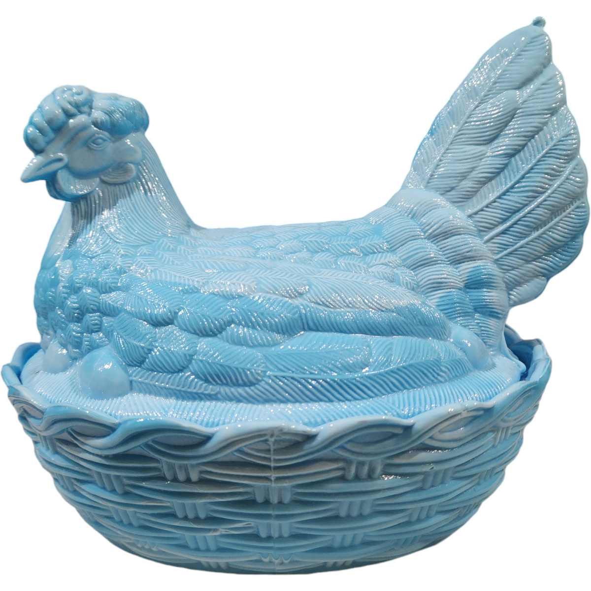 【Hen on nest】ガラス容器 Heisey Blue Opaque Slag Glass Hen on Nest Box & Lid | eBay