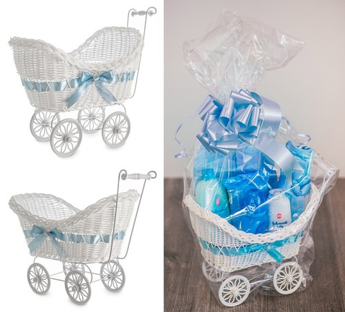 HILLINGTON BABY PRAM HAMPER WICKER BASKET LARGE BABY SHOWER PARTY GIFTS BOY GIRL - Picture 13 of 14