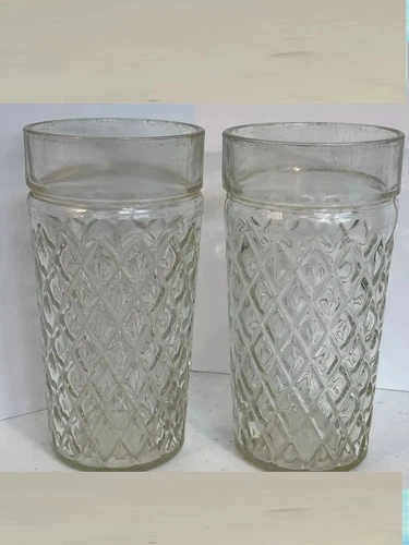 Set of 2 Vintage Anchor Hocking Quilted Diamond Point Tumblers Glasses 16 oz
